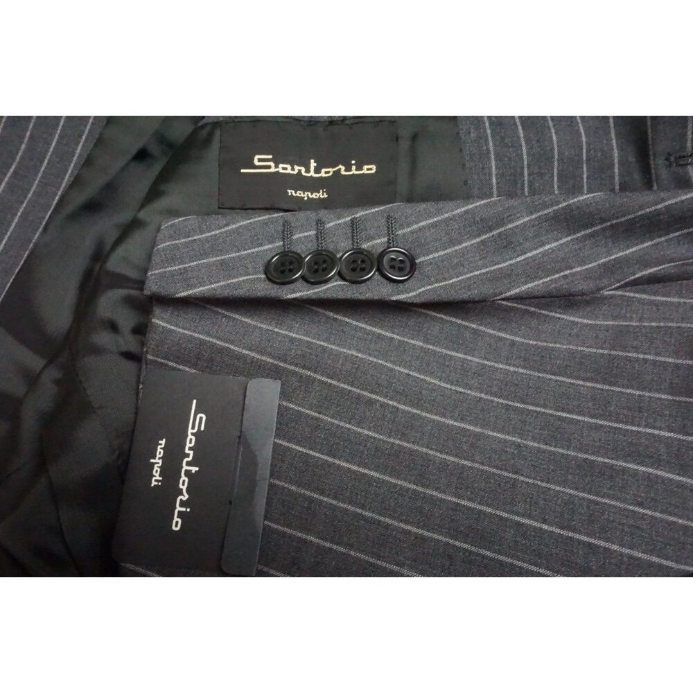 Sartorio Napoli Gray Striped S110s Wool 2 Pc Suit Jacket Pants 44R BRAND NEW